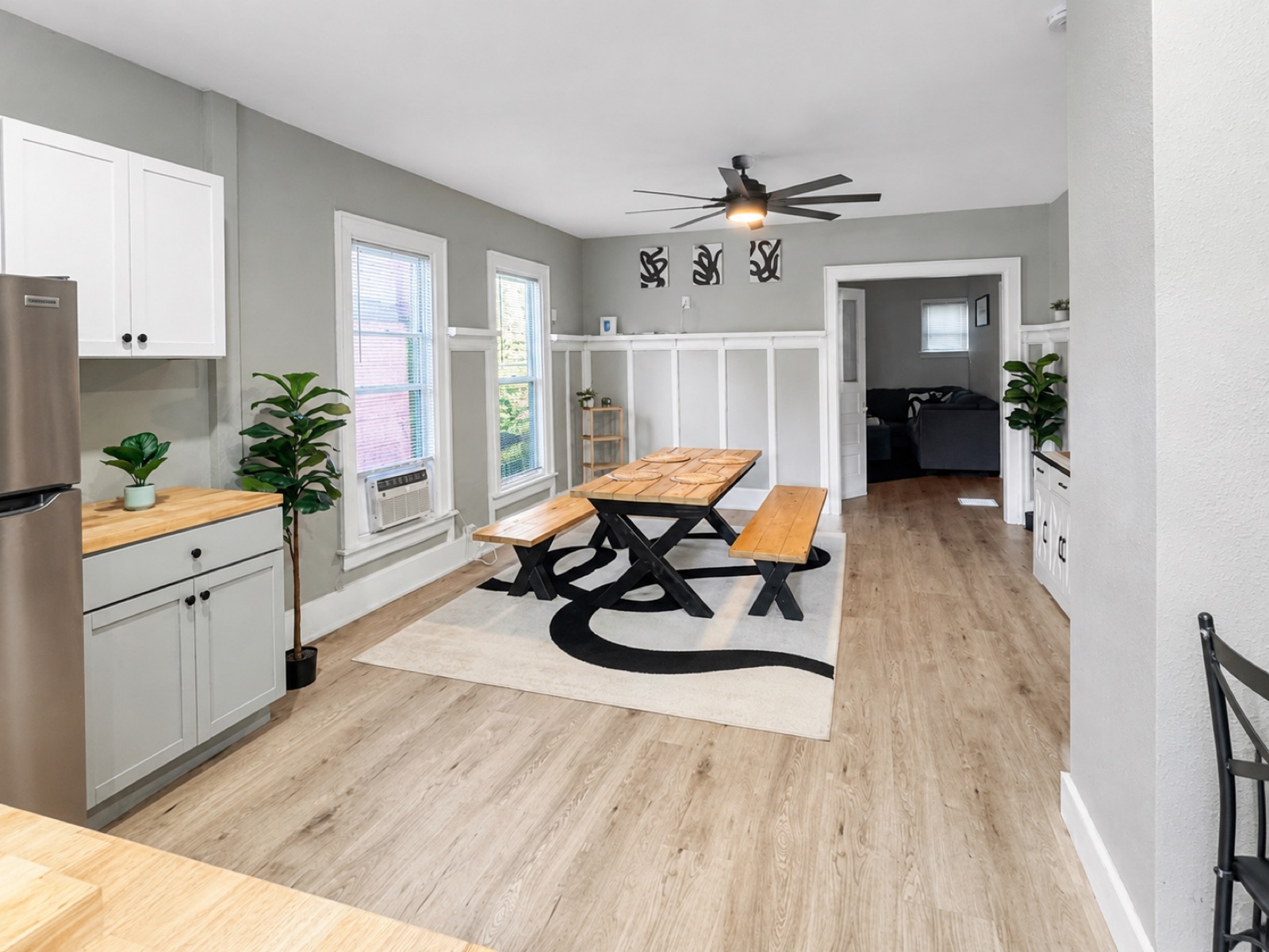 Renovated dining room and living space in a Goshen residence